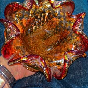 1940s 24k Gold Flake Murano Glass Bowl